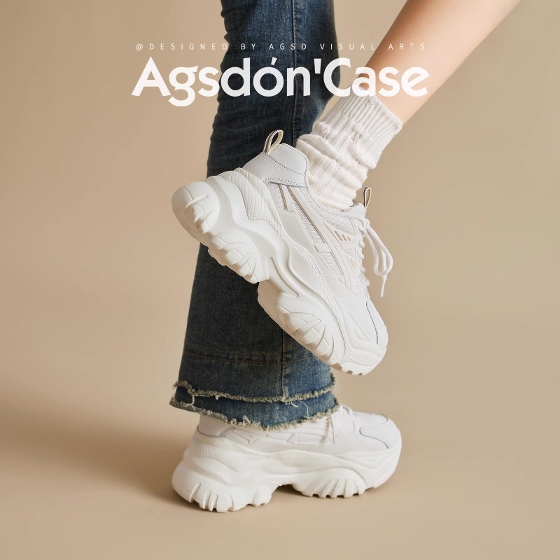 Augu Shi Deng zapatos de base gruesa para padres y mujeres 2026 nuevos zapatos de primavera pequeños zapatos blancos zapatos casuales ligeros y zapatos de algodón