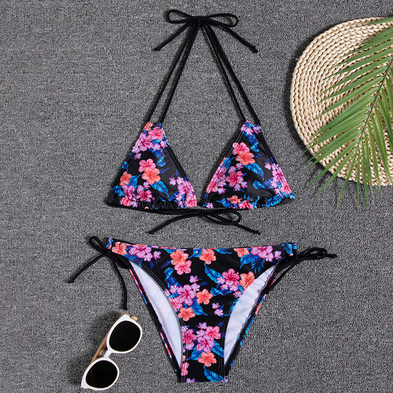 84g Weight Comfort Feel Of Sensation Low Waist Panties Waist Briefs Panties Style Bralette Bra Category Polyester Fabric Type 2 Pieces Set Quantity Swimming Pool, Beach Occasion Comfort Function Ditsy Floral Pattern Triangle Cup Bra Cup Women's Gender Women's Ditsy Floral 2 Pieces Set Bikinis Swimwear 7