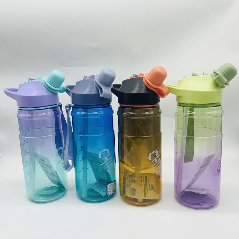 Selia nueva taza de plástico personalidad tapa de tornillo de color gradiente de moda taza de plástico de viaje deportivo taza de agua para hombres y mujeres