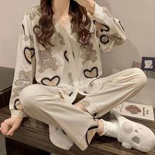 睡衣女春秋牛奶丝长袖2022新款柔软舒适时尚可爱高级感家居服套装