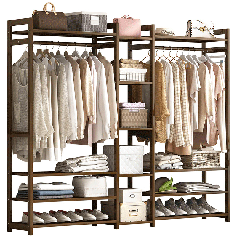 Simple hanger floor-type home clothes drying rack bedroom simple modern solid wood space-saving coat rack