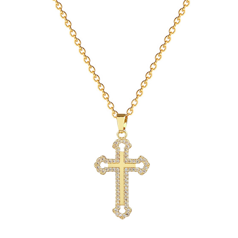 Gorgeous Diamond Cross Necklace For Women Versatile Titanium Chain_voghion.com