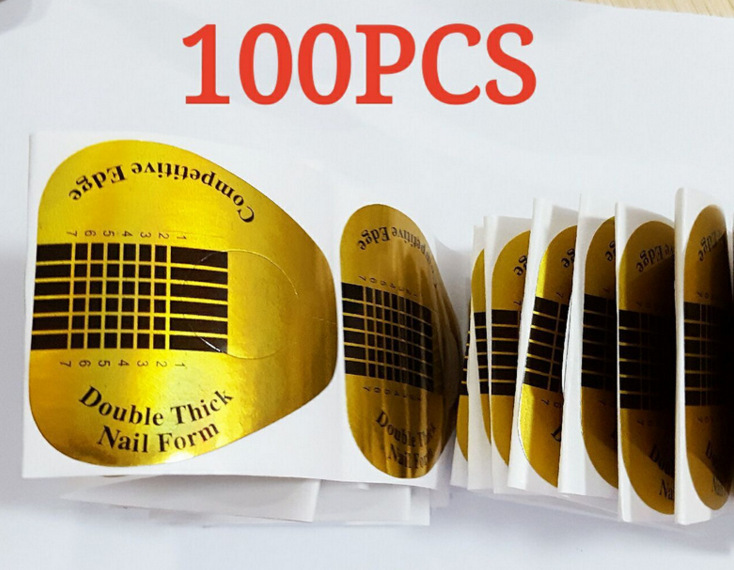 Manicura transfronteriza soporte de papel de herradura dorada 100/pieza soporte de papel de extensión de manicura especial para armadura de cristal de fototerapia