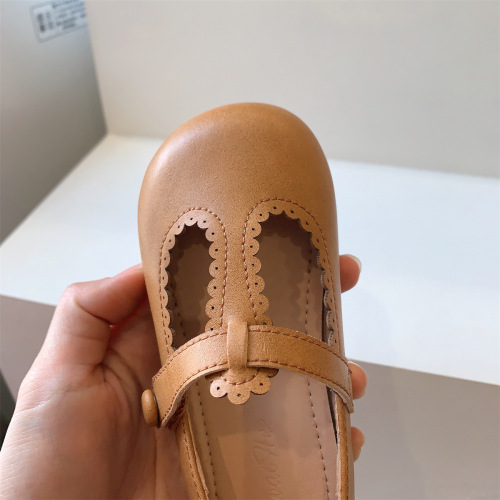 Retro Korean children's shoes shallow mouth children's leather shoes girls little princess single shoes baby grandma shoes scoop shoes 2024 spring and autumn