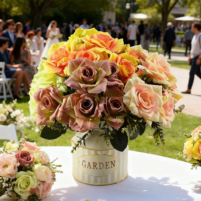 Simulación de rosas de 5 cabezas de rosas de bordes de boda fotografía decoración decorativa accesorios para el hogar flores de simulación flores falsas rosas