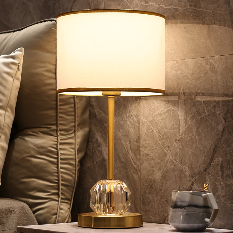 [Cross-border] American simple bedside table lamp afraid of black night light room touch sensor bedside copper table lamp