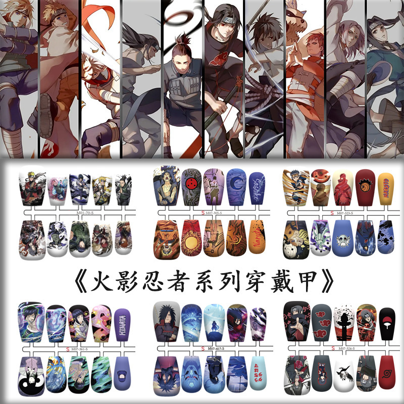 (Naruto Series Wearable Nails) Haruno Sakura Gaara Sasuke Naruto Hinata 2D Nail Art 10 Pieces