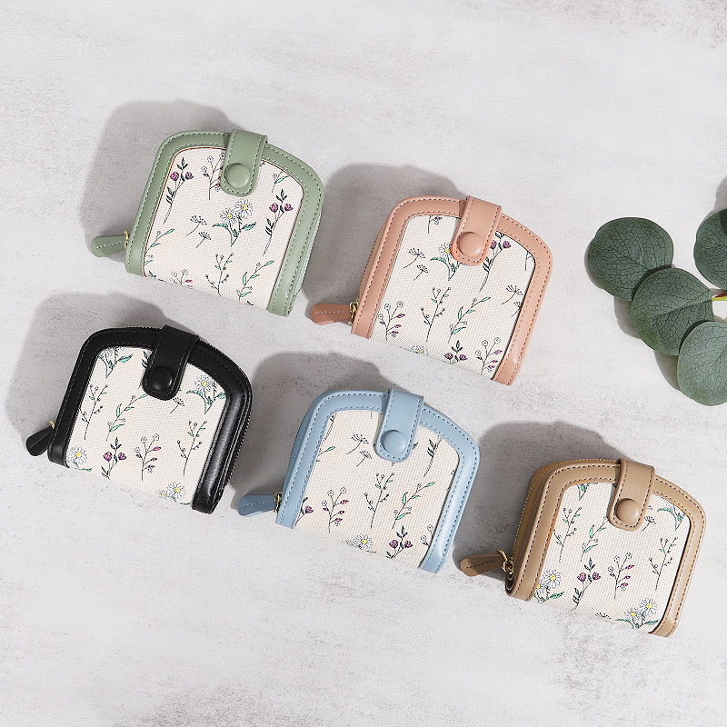 Bolso de cambio personalizado damas impresión pu pequeña bolsa de tarjetas fresca y encantadora cremallera estudiante bolso corto de mujeres sentido de alta calidad