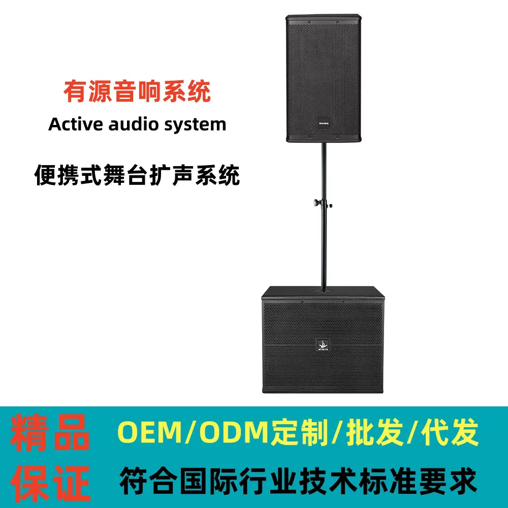 跨境代发户外演出专业音响系统舞台音响套装便携式有源音响设备
