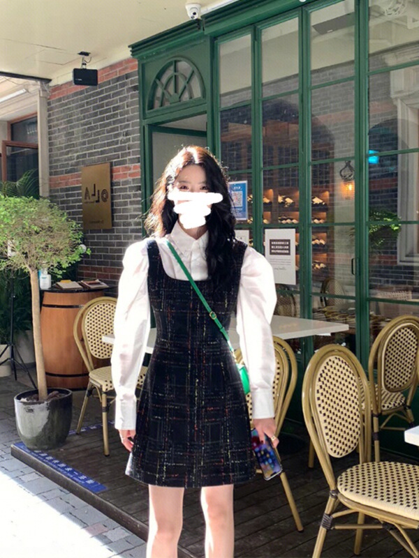 法式小香风套装裙女两件套2025春秋新款感背带裙套装洋气减龄|undefined