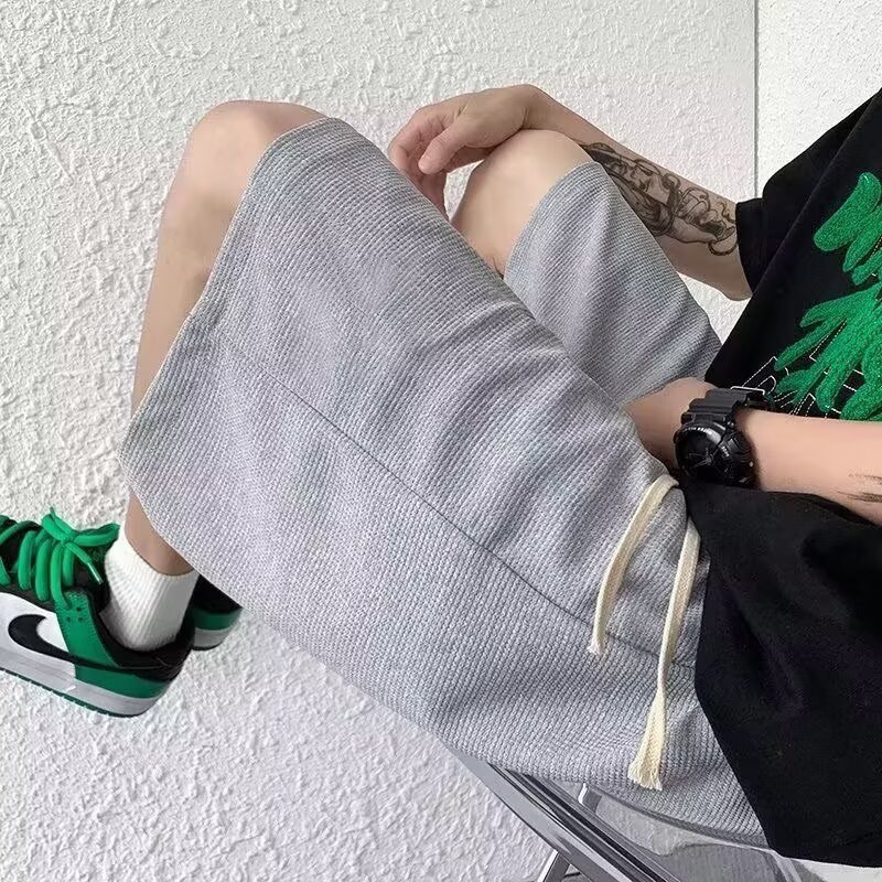 2025 verano nuevo pesado pull-out pantalones casuales sueltos pantalones cortos deportivos de color sólido para hombres se pueden personalizar impresión