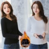 With a round collar, white, black, warm, V-neckline