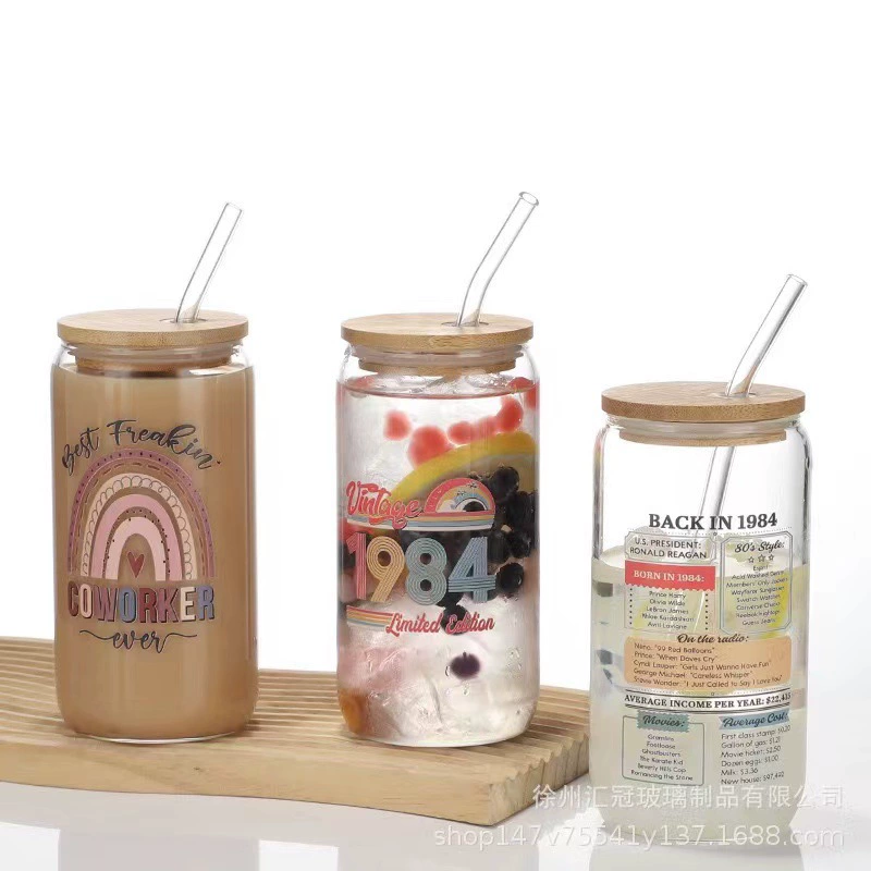 Стеклянный стакан с трубочкой, для импорта, интернет-хит, «Кола», 16 oz