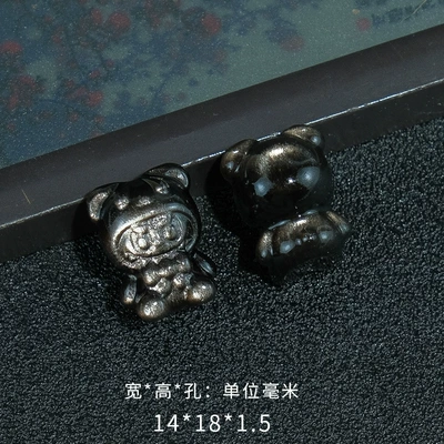 Natural Silver Obsidian Small Carving – Zərgərlik ara hissələri - 40-bear-cant-pull-it