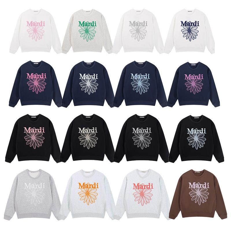 In-Stock Korean-Style Mardi Sweatshirt for Women with Daisy Gold and Silver Embroidery Lettering, Crew Neck Top with Embroidery In-Stock Korean-Style Mardi Sweatshirt for Women with Daisy Gold and Silver Embroidery Lettering, Crew Neck Top with Embroidery
