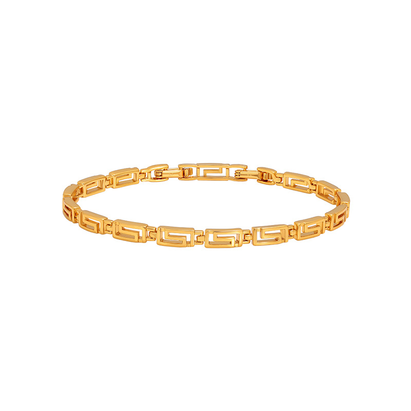 Xuping Europa y los Estados Unidos transfronterizos geométricos pulsera de hebilla cuadrada aleación de cobre chapado 24k oro imitación de lujo ligero joyas de mano