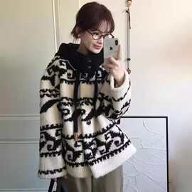 高端羊羔毛外套女新中式皮毛一体毛毛棉服25冬新款加厚外套小个子