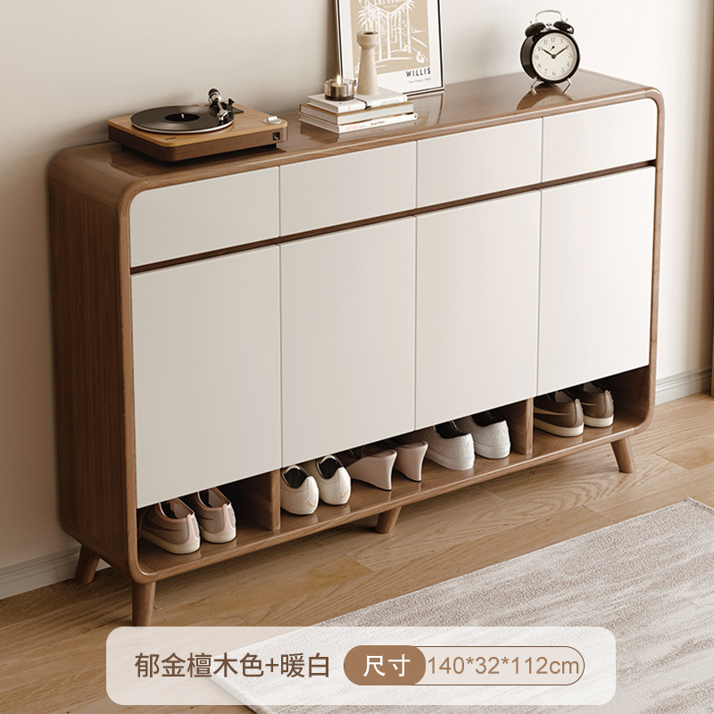 Zapatero de gran capacidad en color madera maciza para la entrada del hogar, armario de almacenamiento integrado para el pasillo al lado de la puerta, nuevo modelo de zapatero.