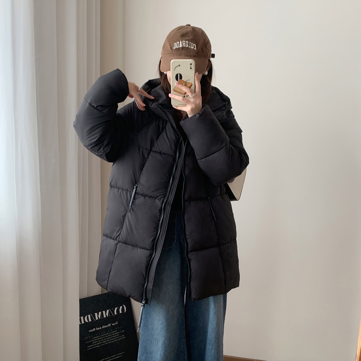 2025 invierno nueva ropa de algodón de moda con capuzas de mujer suelta chaqueta de algodón largo y medio puff abrigo de algodón grueso resistente al frío image 6