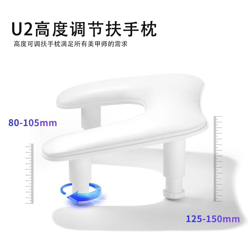 Almohada de mano para uñas de dos manos Altura ajustable Diseño de sueño inclinado portátil Piel de cuero PU Cómoda almohada de mariposa rusa