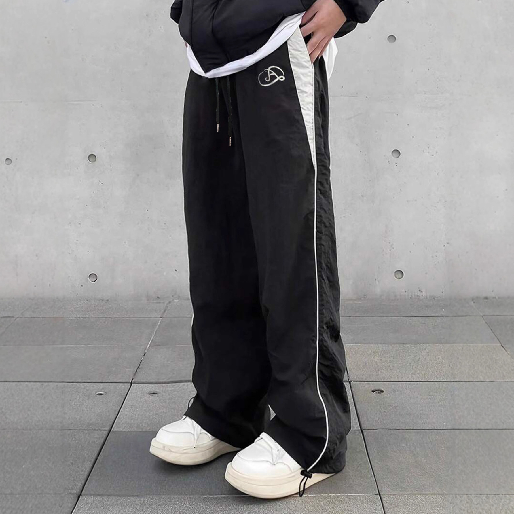 Cross-Border European and American Casual Pants for Men 2025 New Spring and Summer American Sports Straight Pants Loose Wide-Leg Pants