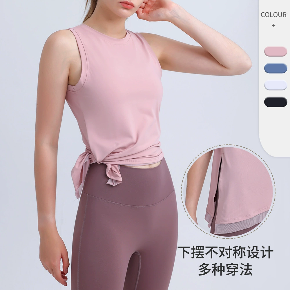 Весенне-летний свободный спортивный жилет, женский дышащий Быстросохнущий костюм для йоги, топ без рукавов, блузка для бега и фитнеса JY1295