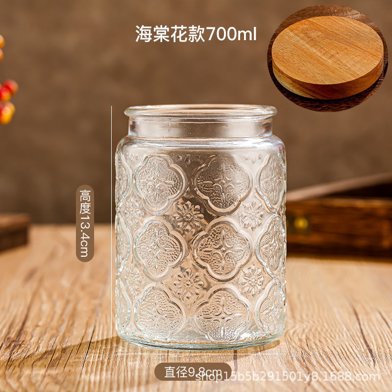 Chino retro Begonia flor vidrio sellado tarro caramelo snack tarro de almacenamiento frutos secos tuerca de almacenamiento tarro