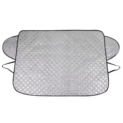 Car front windshield anti-frost and anti-snow cover, winter anti-freeze cover, car cover, winter windshield sunshade (Car snow shield) - approximately-145-110cm-non-magnetic-front-panel-with-rearview-mirror-hanging-strap