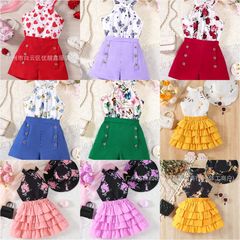 Child short-sleeved skirt set 夏天新款女孩两件套女童宝宝套装