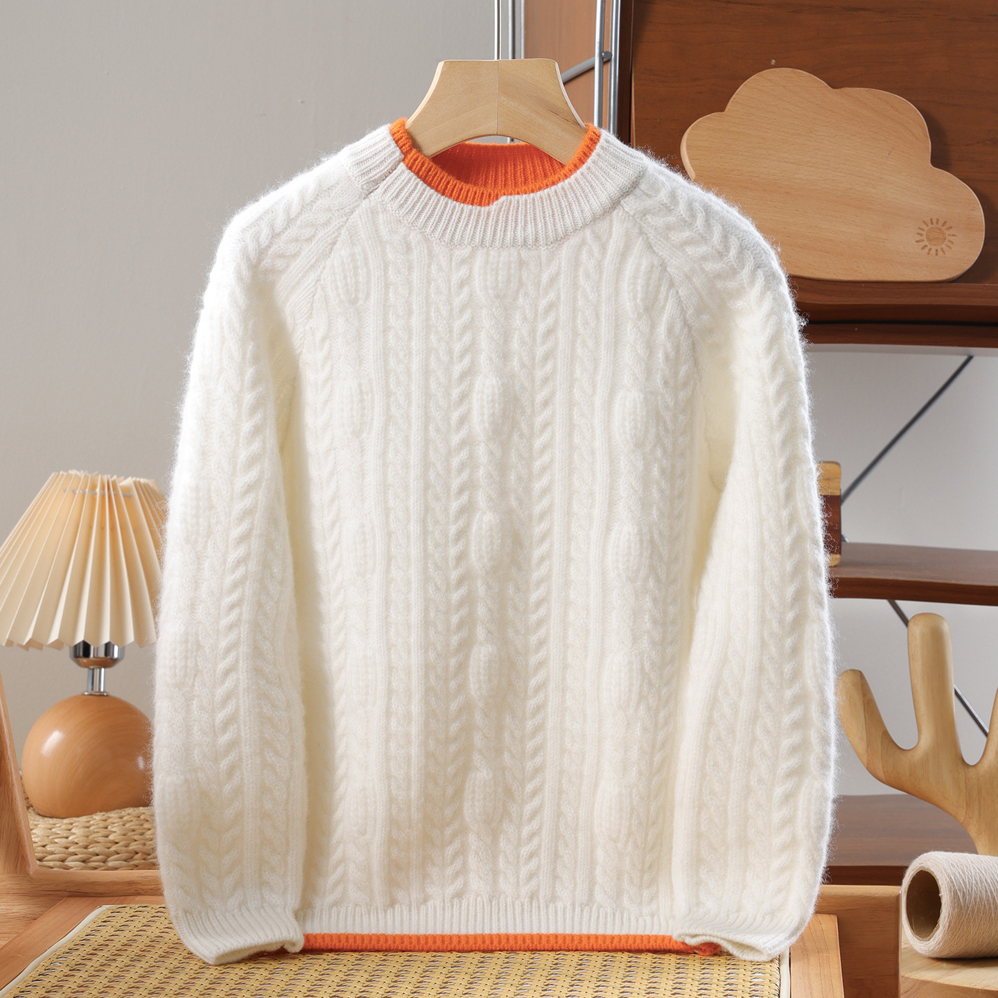 儿童绞花羊毛衫男女童撞色半高领套头毛衣中小童秋冬针织打底童装
