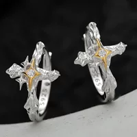 E6177 Корейская версия нишевых дизайнеров Light экстравагантного S925 стерлингового серебра с крестиком на ушах женские холодные ветряные серьги