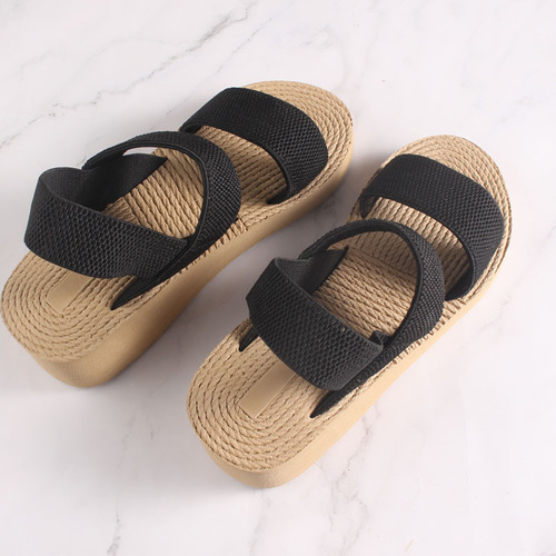 New Roman Eva Thick Sole Sandals, Lightweight Women's Slides, Outdoor Wear, Non-Binding, Hooded, Ins Style, Women's Student Height Increasing Sandals