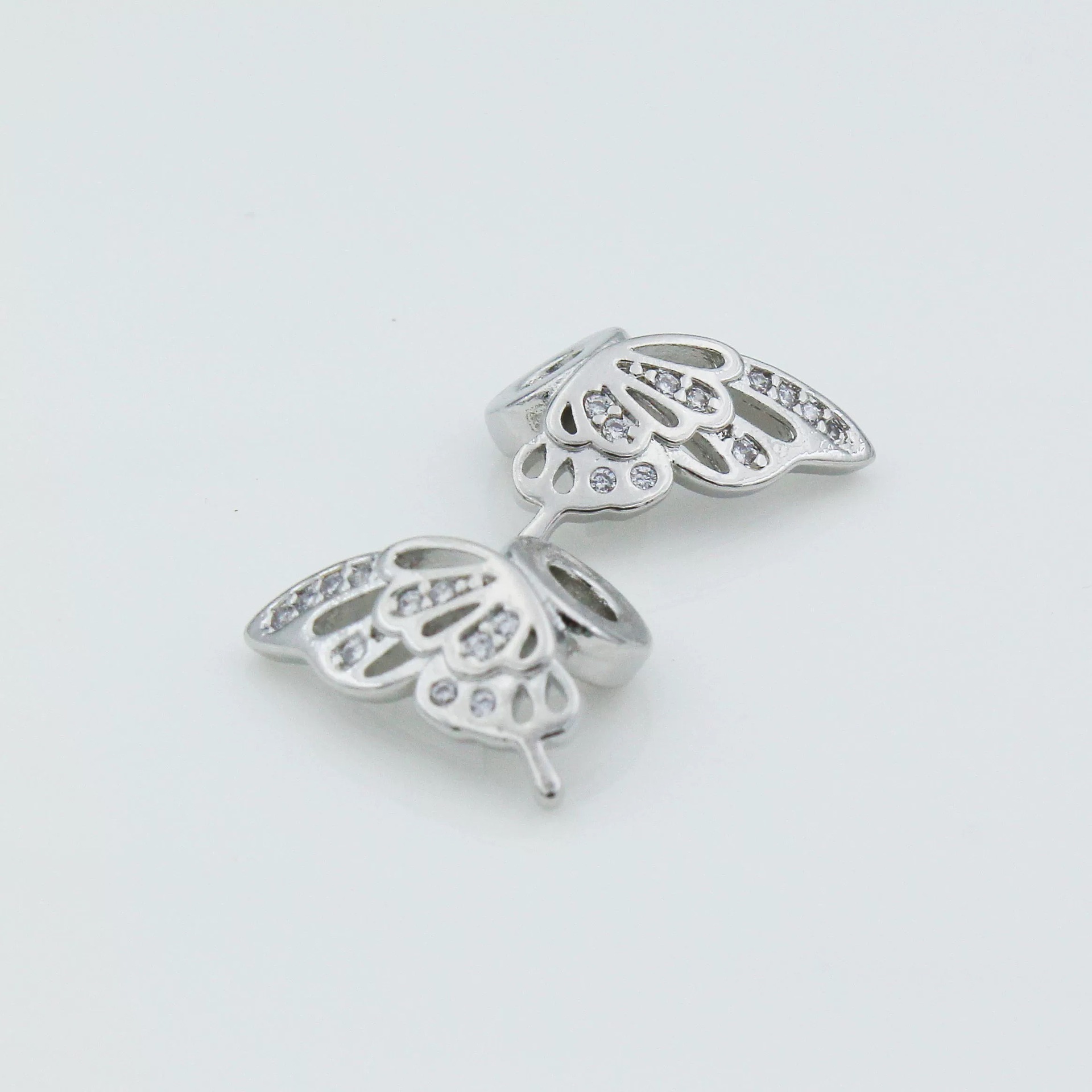 14K Gold-Plated Color-Preserving Butterfly Wings Pair Crystal DIY Accessories Jewelry Spacer Inlaid with Zircon Bracelet Spacer Beads
