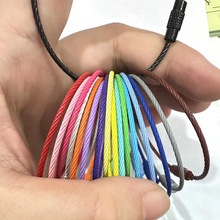 现货彩色烤漆钢丝圈钥匙环不锈钢绳铃铛圆环钢丝绳饰品配件钥匙扣