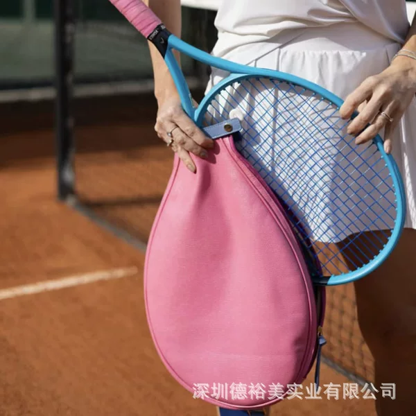 Outdoor PU tennis racket protective cover, color-blocked leather racket cover, portable tennis racket bag, sports racket storage
