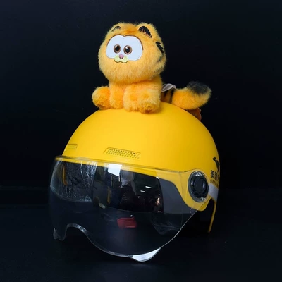 Garfield cat helmet decoration, delivery helmet accessory, high-end cute motorcycle helmet, universal and detachable