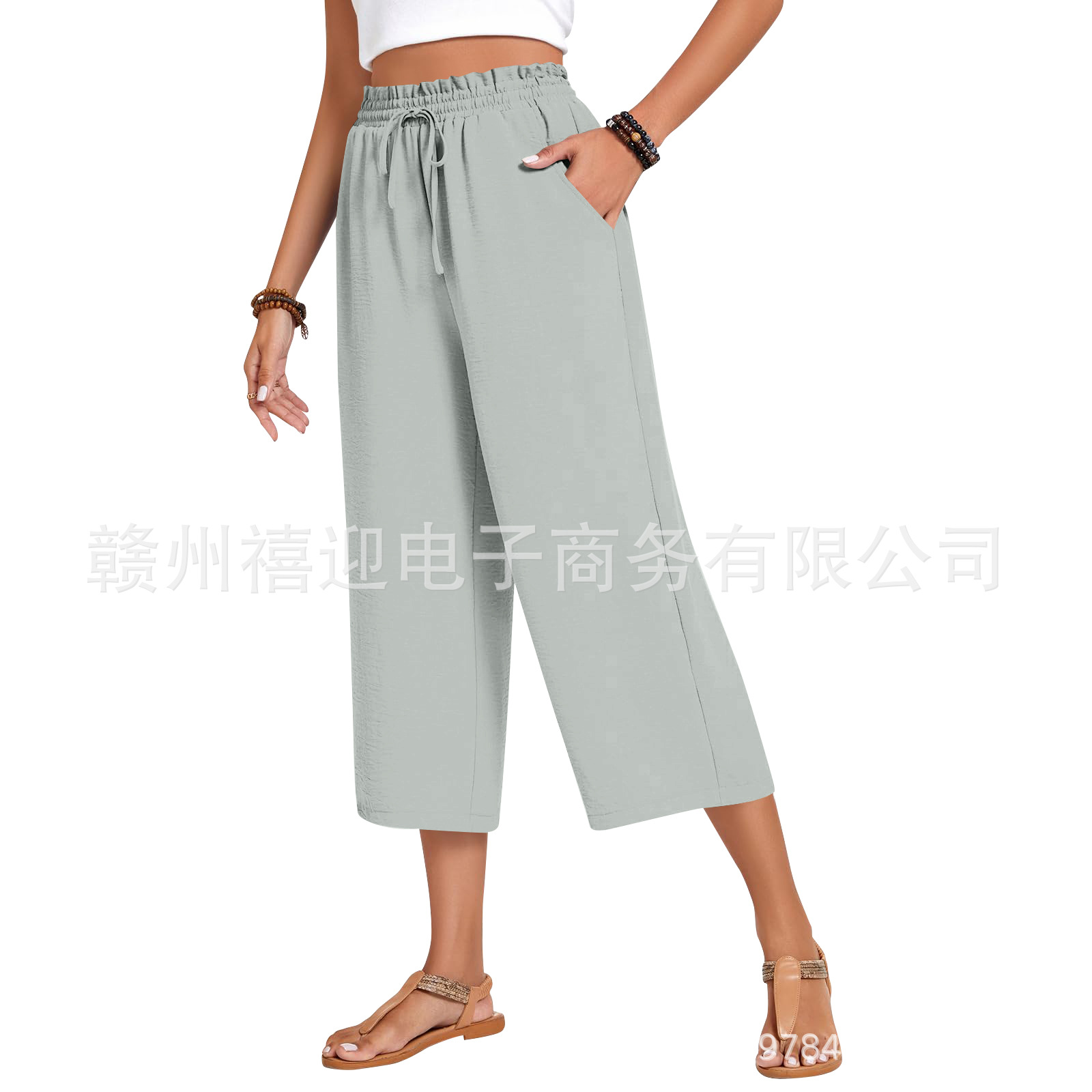 Cropped pants-light gray