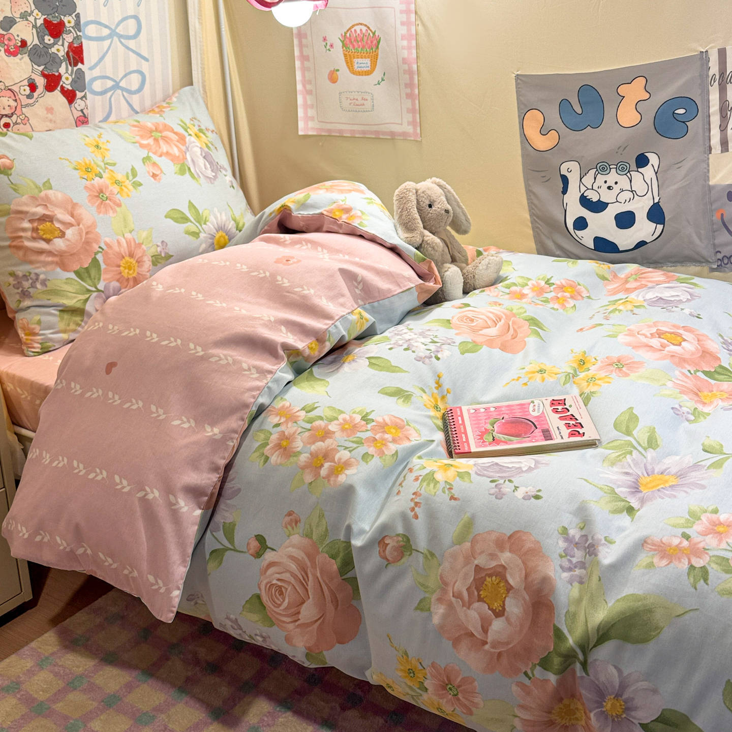 Ropa de cama de tres piezas para dormitorio de estudiantes de algodón puro 100% algodón, ropa de cama para dormitorio individual y doble, juego de cuatro piezas