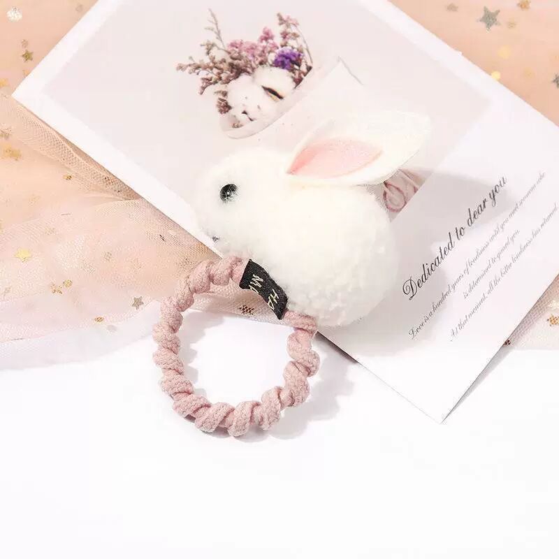 Nuevo pelo de los niños cuerda lindo pelo bola conejo pelo anillo niñas dibujos animados felpa lazo tocado goma cabeza banda cabeza Accesorios