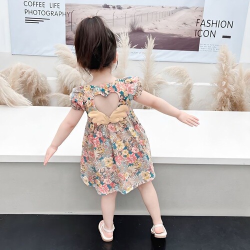Baby girl floral dress 2025 new girl's online celebrity foreign style princess dress girls summer dress Korean cotton