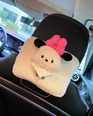Car tissue box/set Bag Car Modification Sun Visor - plush-tissue-bag-bow-dog-head