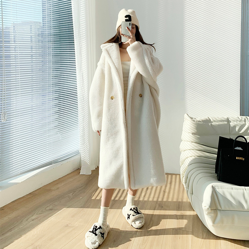 2024 New Winter m Family Teddy Bear Outwear Women's Particle Fur Alpaca Teddy Silhouette Mid-Length Outwear