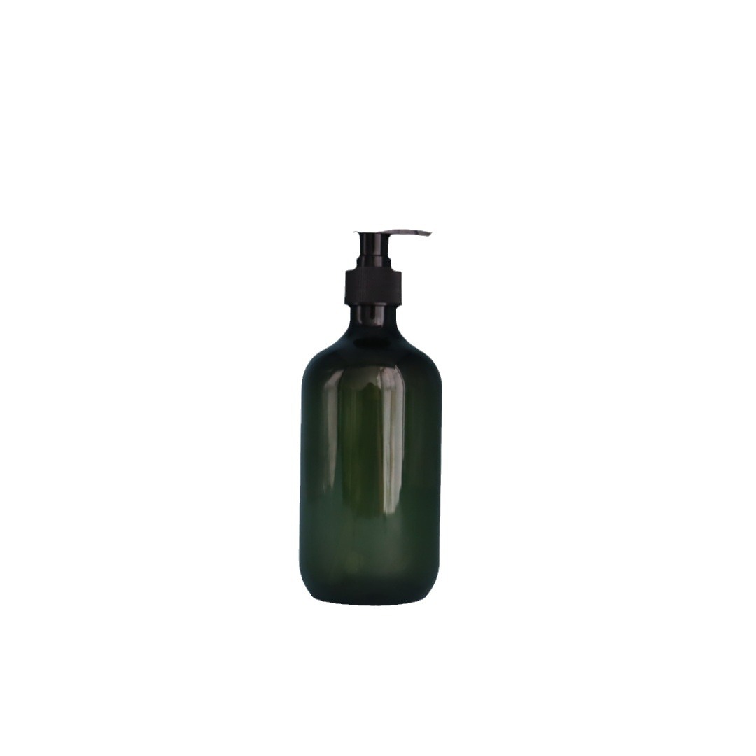 Botella de champú PET 500ML botella de masaje de Boston botella de bomba de loción marrón transparente