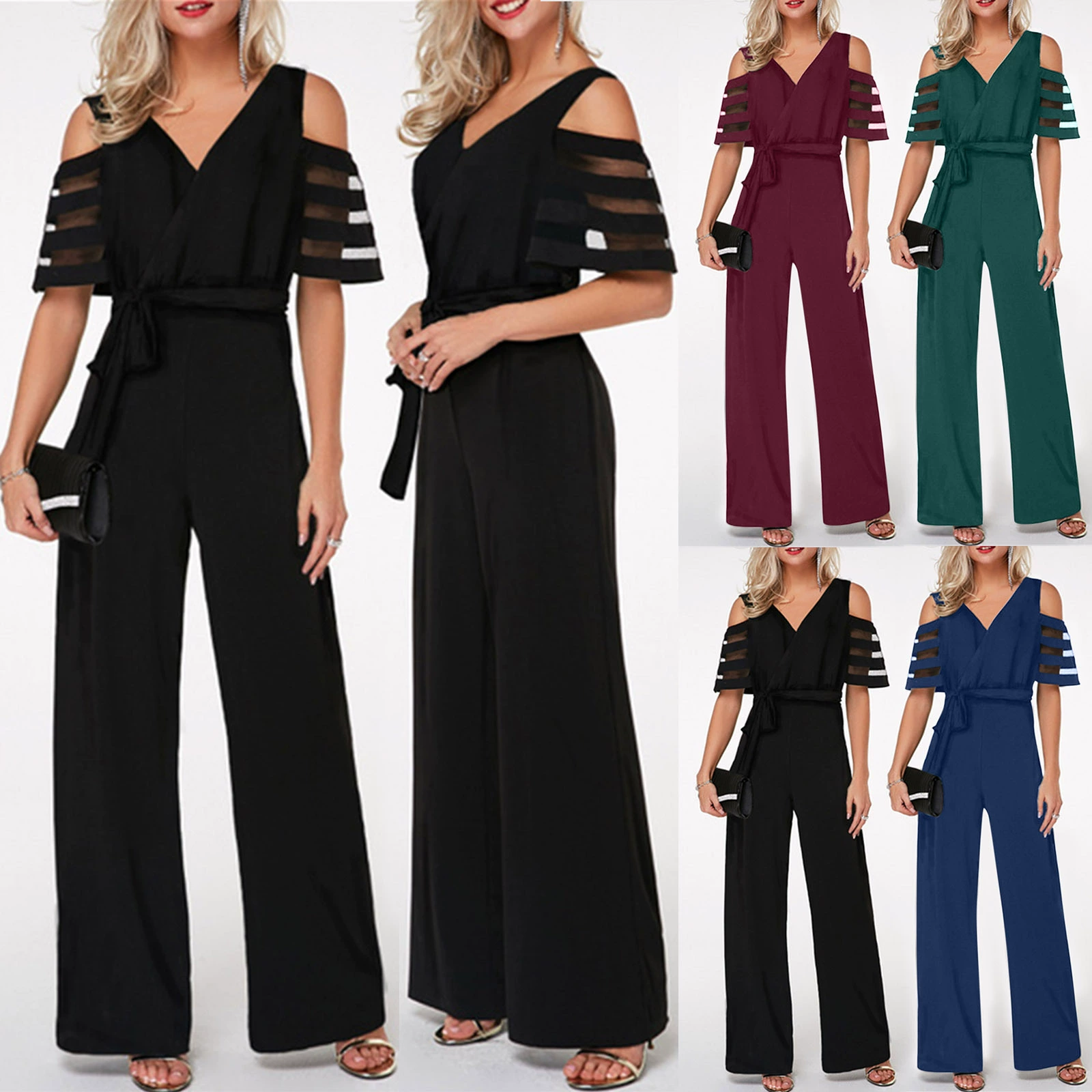 Трансграничный AliExpress wish Amazon Европейская и американская внешняя торговля женская оптовая продажа широкие брюки 4 цвета с поясом