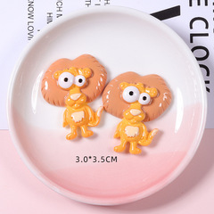 創意大小眼動物大象鴕鳥 diy手工奶油膠滴膠手機殼 樹脂配件