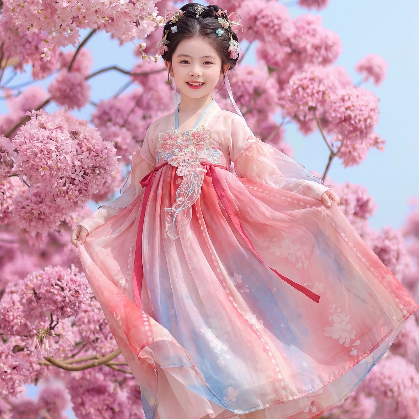 Hanfu for Girls, Spring and Autumn 2026 New Style, Ancient Style Children's Tang Suit, Chinese Style Fairy-Like Dress, Performance Costume Wholesale