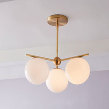 全铜创意玻璃魔豆灯北欧创意分子灯树枝客厅餐厅简约奶白圆球吊灯