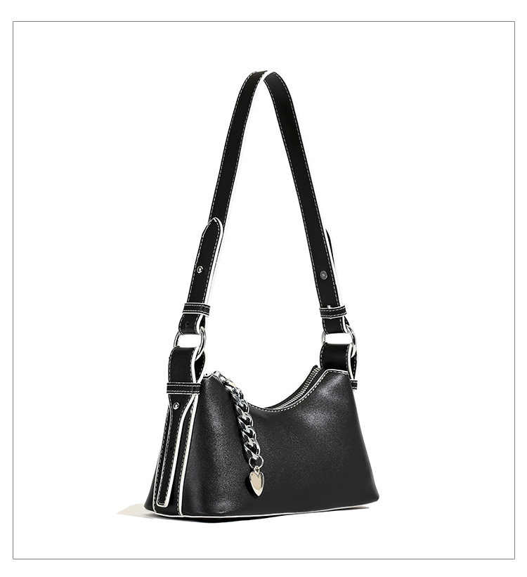 Chain Fashion Element Zipper Closure Type Women's Pu Leather Solid Color Streetwear Chain Dumpling Shape Zipper Tote Bag