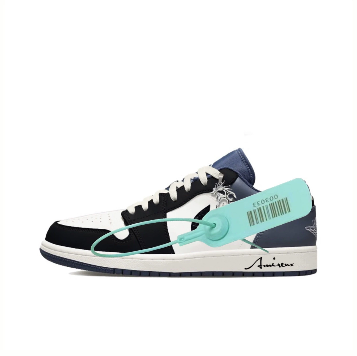 Air Jordan 1, низкие кроссовки для мужчин и женщин, баскетбольные тёмно-синие спортивные кроссовки, натуральная кожа