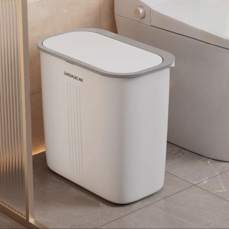 大型ゴミ箱 プッシュ式蓋 家庭用 細型 シンプル 浴室コーナー用 蓋付き トイレゴミ箱 狭い場所用|undefined